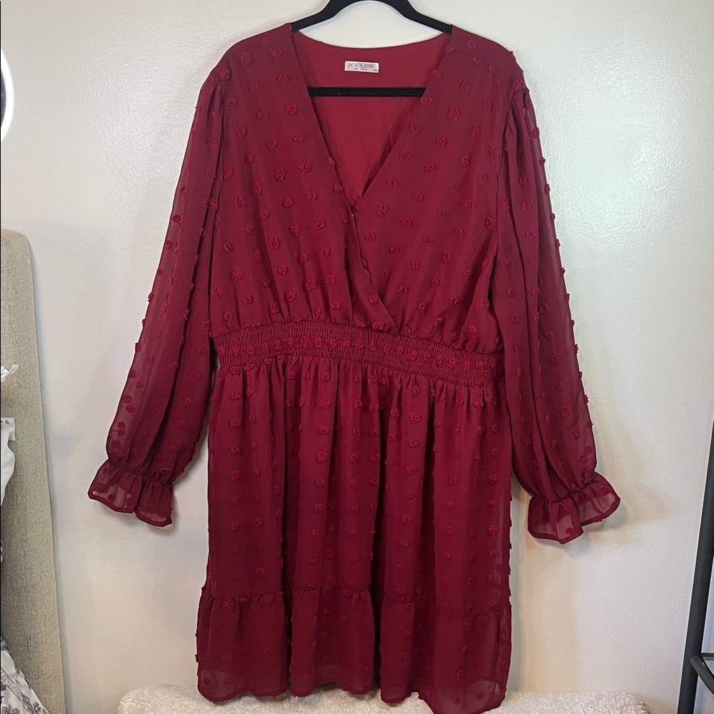 Burgundy Long Sleeve Dress